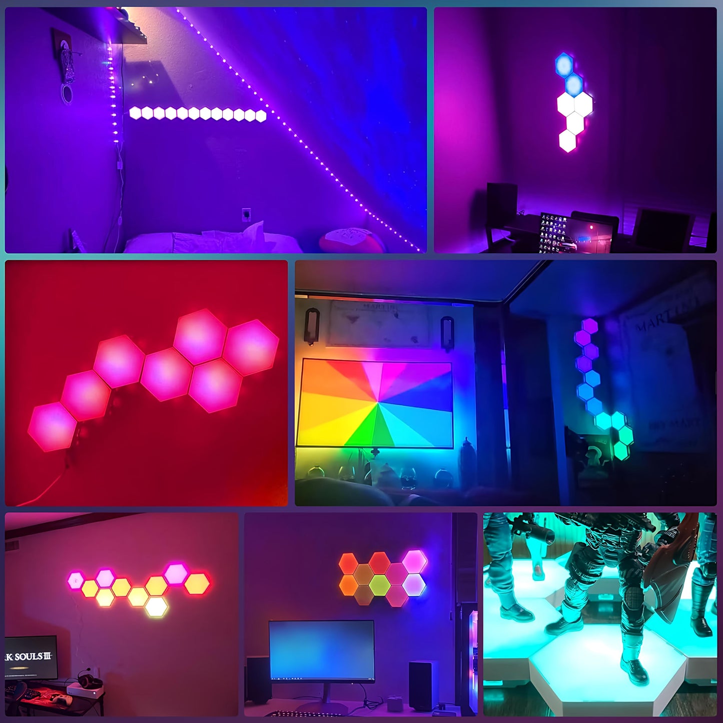 مصابيح جدارية LED تفاعلية بتصميم خلية نحل تعمل باللمس – ديكور عصري مرن