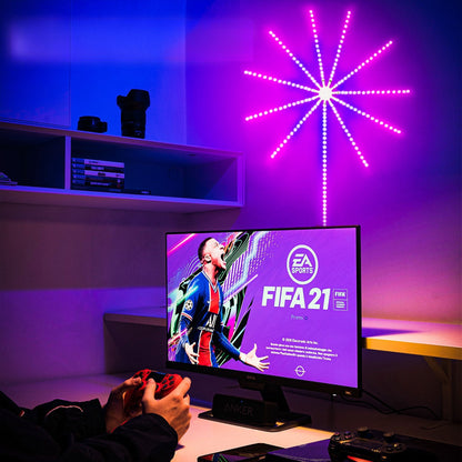 مصباح ألعاب نارية LED بتصميم جداري تفاعلي مع الموسيقى