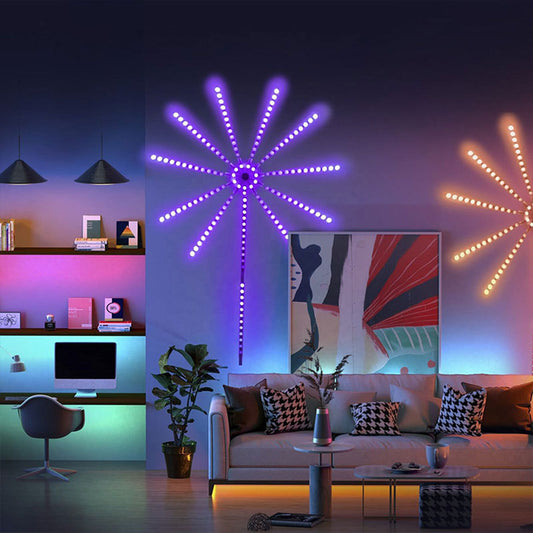 مصباح ألعاب نارية LED بتصميم جداري تفاعلي مع الموسيقى